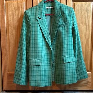 Green Plaid Women's Blazer